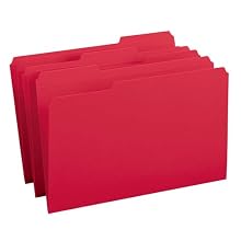 Smead 1/3-Cut File Folders, Heavy Duty Reinforced Tab, Legal Size, Red, 100 Per Box (17734)