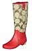Coach Polly Signature Rubber Rain Boots (5, Khaki/Cherry)