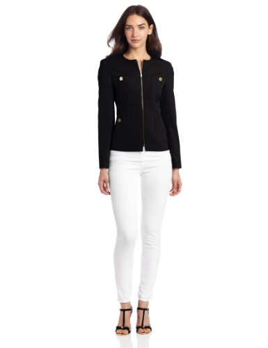 Jones New York Women's 4 Pocket Long Sleeve Jacket, Jet Black, 8 at Amazon.com