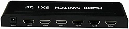 DISTANCER High Quality HDMI Switcher + Amplifier 5 In 1 Out ( 5x1 ) with IR, 1080P, 3D, 1.4a, Metal Box, 24K Gold Plated Connector - Compact HDMI Switch Switcher 5 In 1 ( 5x1 ) Out 5 Ports Port with Built-in IR Wireless Remote Control, Metal Box Hub Support 720, Full HD 1080P, Full 3D, HDMI 1.3, 1.4 (v1.4), 1.4a, with Power Adapter For PS4, Samsung, HD TV, Xbox, Blu-ray and all the Device with HDMI Interface (Best Auto Automatic Sensing Switching)