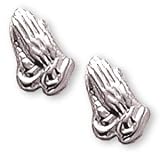 Sterling Silver Praying Hands Pierced Earrings - Small