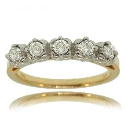 Women Diamond Anniversary Ring in 14K White & Yellow 2Tone Gold