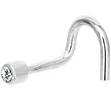 Solid 14kt Wt. Gold .01 Carat Genuine Diamond Nose Ring