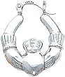 White-gold Claddagh Hoop Earrings Jewelry New |E