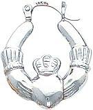 White-gold Claddagh Hoop Earrings Jewelry New |E