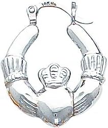 White-gold Claddagh Hoop Earrings Jewelry New |E