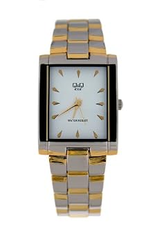 Q&Q #5284-401Y Men's Two Tone Square Casual Analog Watch