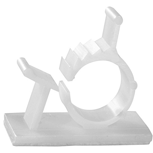JacobsParts V1 Adhesive Cable Management Clips, 0.5 Inch Adjustable Clamp, White (10 Pack)