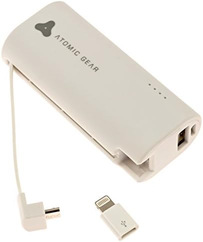 Atomic Gear Gamma3 Portable Charger 2600mAh External Battery Power Bank with Built-In Charging Cable - Matte White