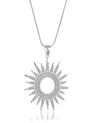 VINANI brand Germany 925 Sterling Silver Women Pendant big Sun white Zirconia with Snake Chain Necklace ASZ-S