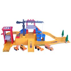 Buy Large Construction Play Set with crane, elevator and 5 Vehicles by Daron Worldwide Trading inc. now!