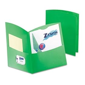 Contour Two-Pocket Paper Folder, 100-Sheet Capacity, Green