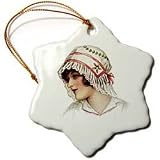 Victorian Lady With Lace Bonnet - 3 Inch Snowflake Porcelain Ornament