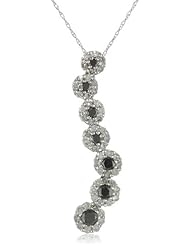 10k White Gold Black and White Diamond Journey Pendant (1/4 cttw)