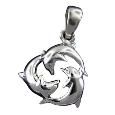 925 Silver Trinity Dolphin Pendant Hawaiian Jewelry