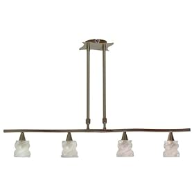 Globe Fresco Four-Light Pendant, Satin Nickel with Swirl Globes #61877 by Globe Electric
