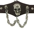 Large Skull Dual Chains Wide Leather Biker Band Halloween Accessories