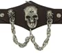 Large Skull Dual Chains Wide Leather Biker Band Halloween Accessories