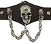 Large Skull Dual Chains Wide Leather Biker Band Halloween Accessories