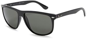 Ray-Ban RB4147P Flat Top Boyfriend Polarized Sunglasses,Black Frame/Crystal Green Lens,60 mm