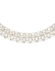 6-7mm Freshwater Cultured Freshwater Pearl Necklace with Sterling Silver Beads