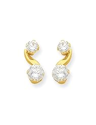 MadiK® 14K Yellow Gold Synthetic White Topaz April Birthstone Post Earrings