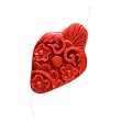 Red Cinnabar Vase Focal Pendant Carved Flowers 31mm (1)