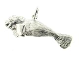 Sterling Silver 16 Figaro Chain Necklace with Charm Sea Lion