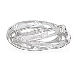 Three Interlocking Rhodium Plated Bands with CZ's