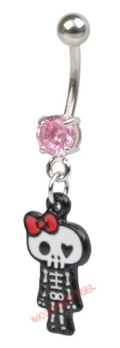 Cute & Sexy Skeleton Girly Design Navel Belly Button Navel Ring PINK