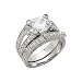 Sterling Silver Wedding Ring Set with 4 Prong Zirconia