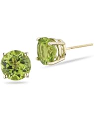 3.00 Cts Peridot (7mm Round) Stud Earrings in 14K Yellow Gold-Screw Backs