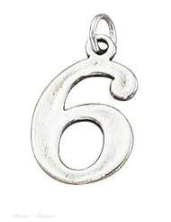 Sterling Silver Number Six 6 Charm