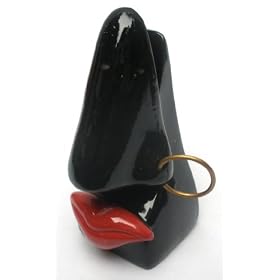 Click here to buy Picasso Art Style Lip Nose Eyeglasses Holder - Black With Nose Ring.