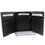 TRI-FOLD BLACK LEATHER HIDDEN KEY SLOT MEN'S WALLET