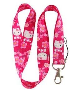 Hello Kitty Pink Lanyard with Flower keychain Holder