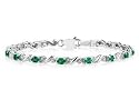 10k White Gold Diamond and Emerald Bracelet