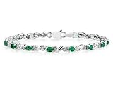 10k White Gold Diamond and Emerald Bracelet