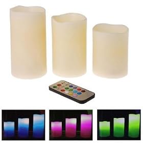 3 Pack Flameless Colour Mood Changing Scented Candles (Remote Control 12 different ambient Colours)