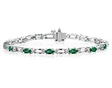 14k White Gold Diamond and Emerald Bracelet