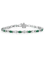 14k White Gold Diamond and Emerald Bracelet