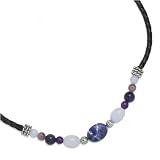 Search : Purplish Blues Stone and Leather Necklace