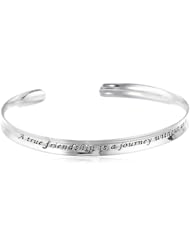 Sterling Silver "A True Friendship Is A Journey with out An End" Concave Cuff Bracelet