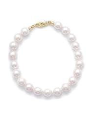8 Inch 14k Yellow Gold 7-7.5mm (AA) Akoya Pearl Bracelet