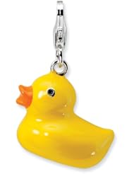 Sterling Silver 3-D Enameled Duck w/Lobster Claw Clasp Clasp Charm