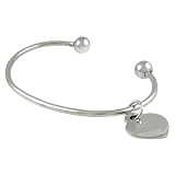 Sterling Silver Cuff Bracelet with Heart Charm