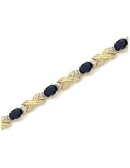 14K Yellow Gold Oval Sapphire and Diamond Bracelet