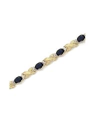 10K Yellow Gold Oval Sapphire and Diamond Bracelet