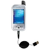 Retractable USB Cable for the HTC 6700Q Qwest with Power Hot Sync and Charge capabilities - Gomadic Brand w/ TipExchange Technology