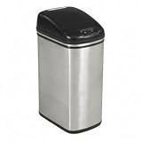 Safco Kazaam Motion-Activated Receptacle, Rectangular, 11.5 Gallons, Stainless Steel/Black (9762SS)